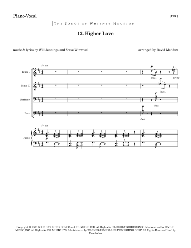 Higher Love (arr. David Maddux)
