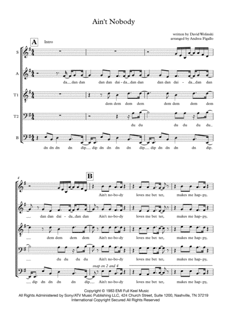 Ain't Nobody (arr. Andrea Figallo)
