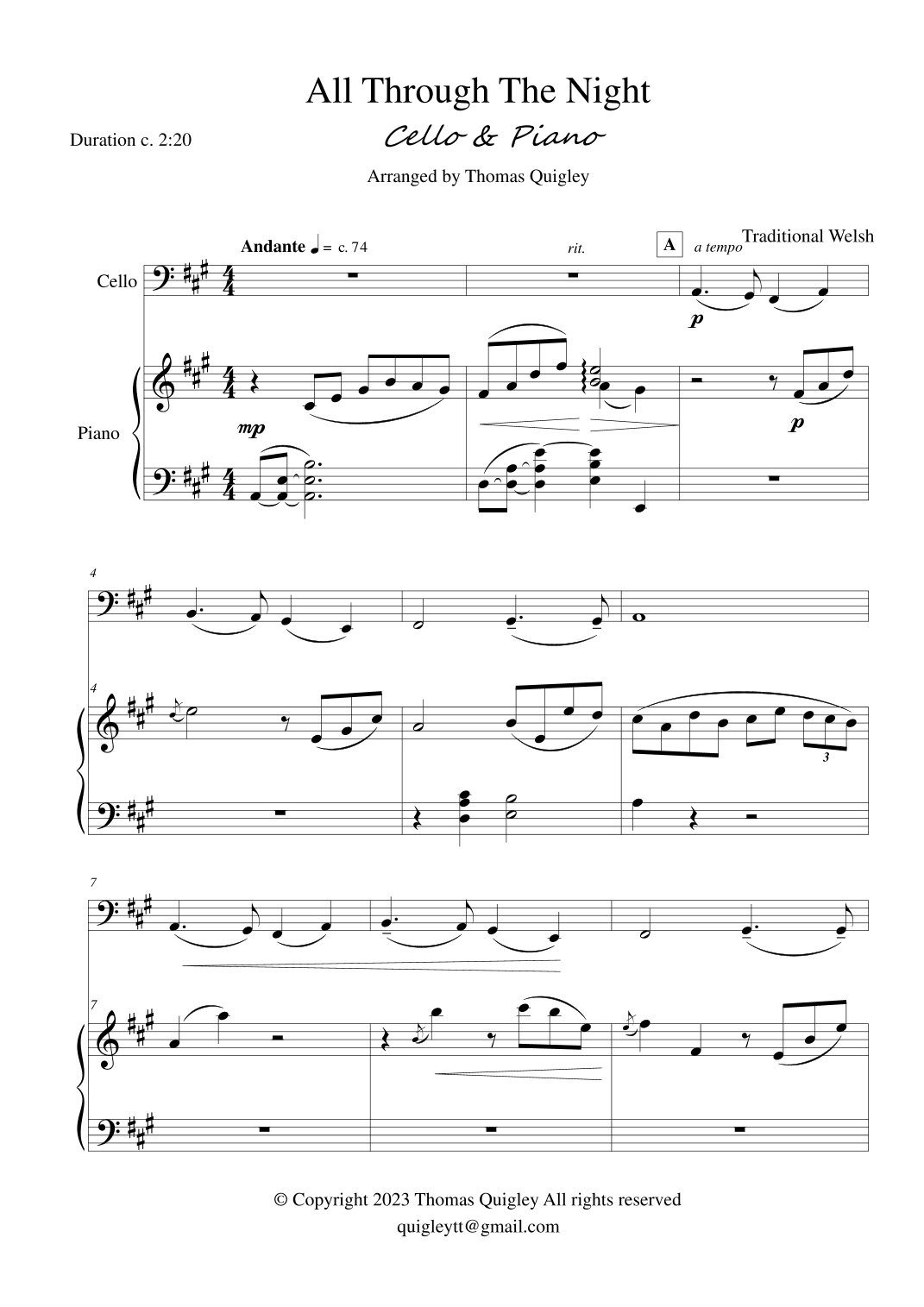 All Through the Night (arr. Thomas Quigley)