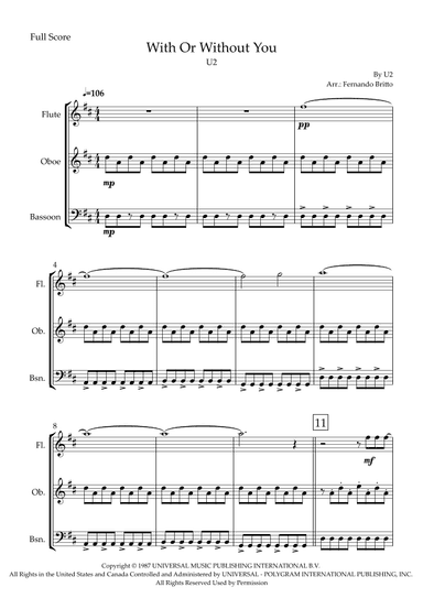 With Or Without You (arr. Fabio Britto)