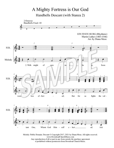 A Mighty Fortress is Our God - Descant for Handbells (2 oct) (arr. Diana Meux)