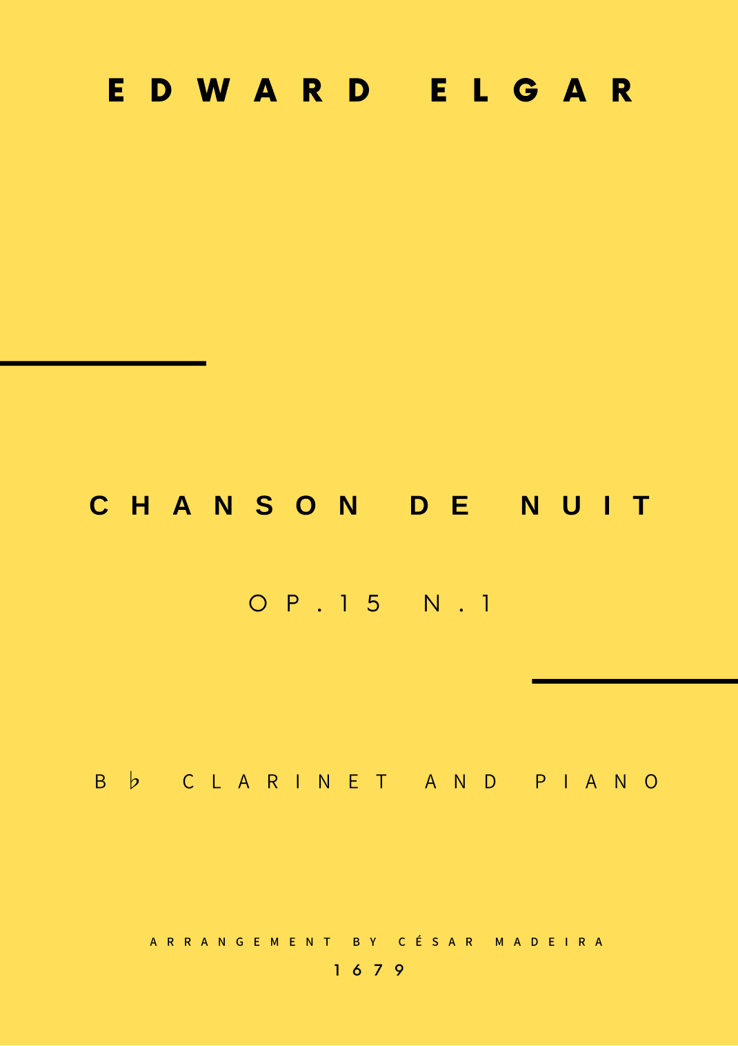 Chanson De Nuit, Op.15 No.1 - Bb Clarinet and Piano (Full Score) (arr. César Madeira)