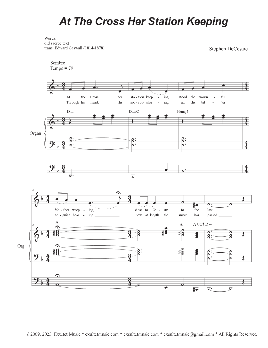At The Cross Her Station Keeping (Unison choir)