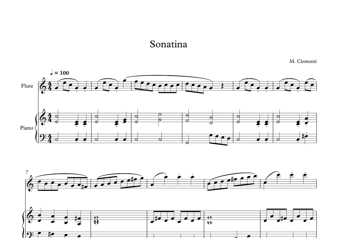Sonatina (In C Major) - Muzio Clementi (Flute + Piano) (arr. Digital Book Music)
