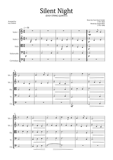 "Silent Night" (Easy String Quintet) (arr. Iury Cardoso)