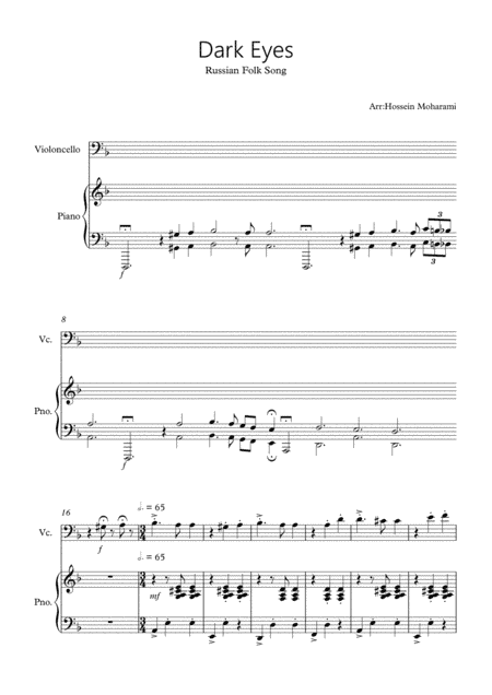 Dark Eyes sheet music for Cello & Piano (arr. hossein moharami)