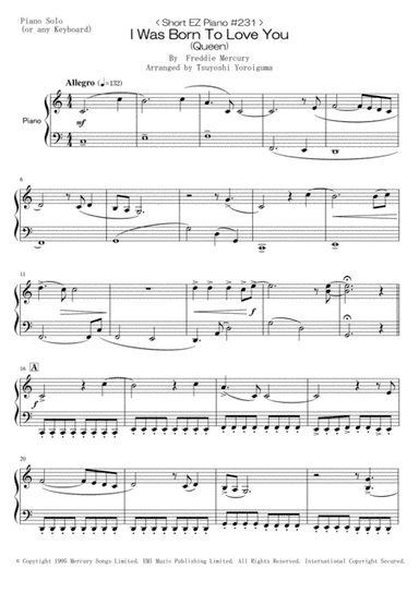 I Was Born To Love You (arr. Tsuyoshi Yoroiguma)
