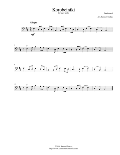 Korobeiniki (Korobushka) - for easy cello (arr. Samuel Stokes)