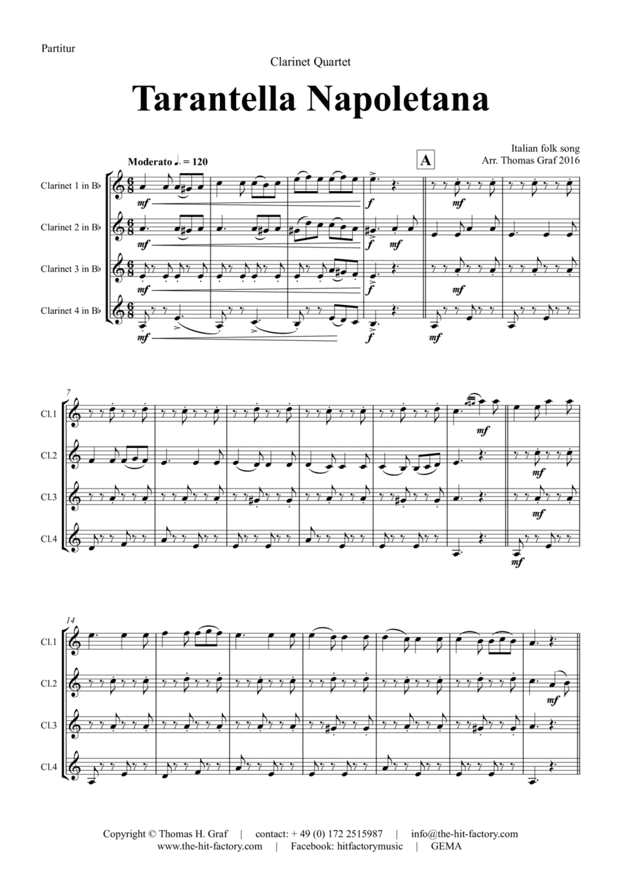 Tarantella Napoletana - Italian Folk Song - Clarinet Quartet (arr. Thomas Graf)