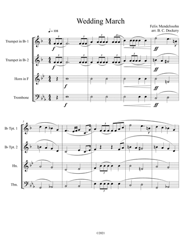 Wedding March for Brass Quartet (arr. B. C. Dockery)