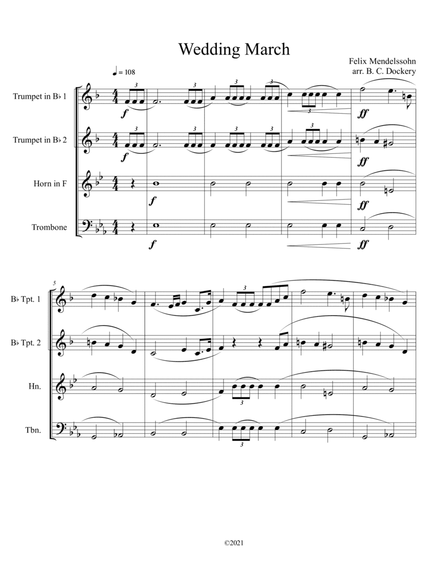 Wedding March for Brass Quartet (arr. B. C. Dockery)