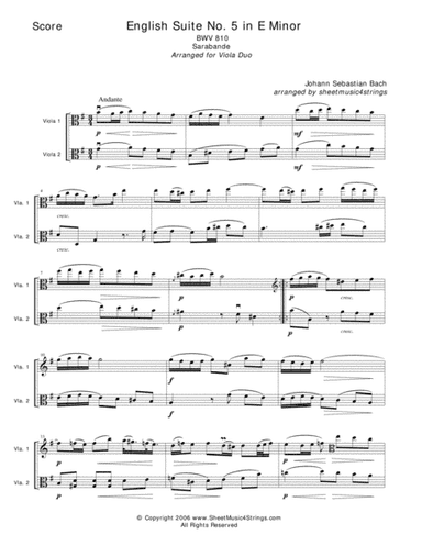 Bach, J.S. - Sarabande for Two Violas (arr. SheetMusic4Strings)