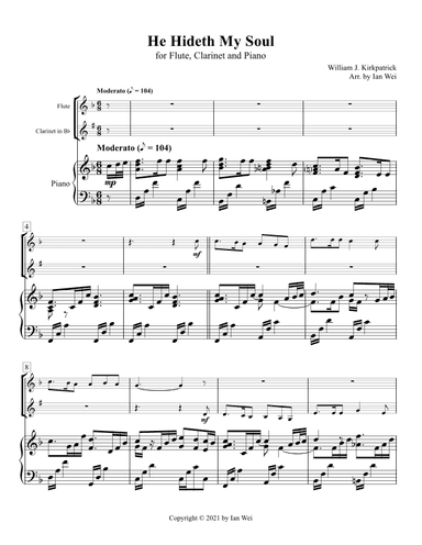 He Hideth My Soul for Flute, Clarinet and Piano (arr. Ian Wei)