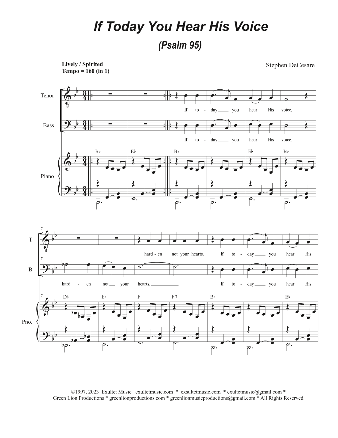 If Today You Hear His Voice (Psalm 95) (2-part choir - (TB)