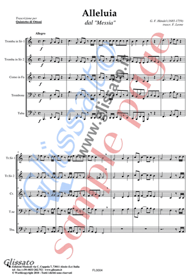 Alleluia by Handel for brass quintet/ensemble - score & parts (10) (arr. Francesco Leone)