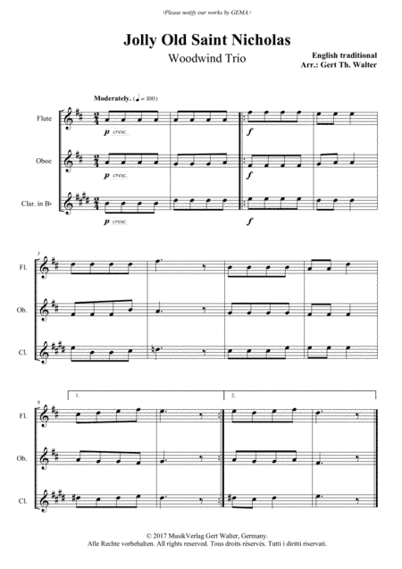 Jolly Old Saint Nicholas (arr. Gert Th. Walter)