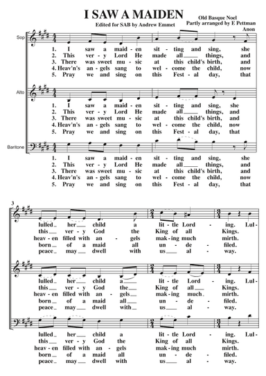 I Saw A Maiden A Cappella SAB (arr. Andrew Emmet)