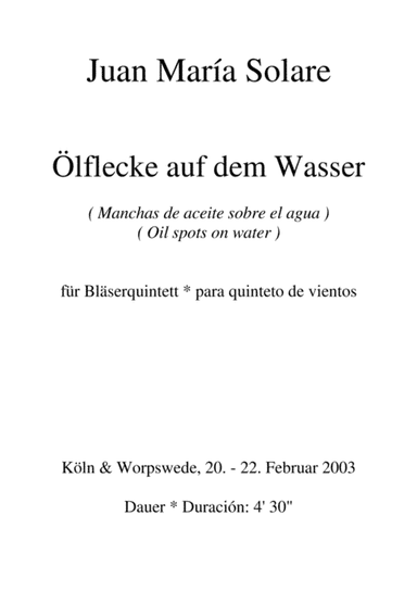 Oelflecke auf dem Wasser [woodwind quintet]