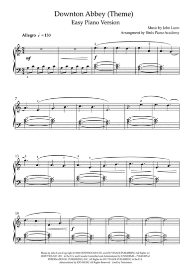 Downton Abbey (theme) (arr. Birds Piano Academy)