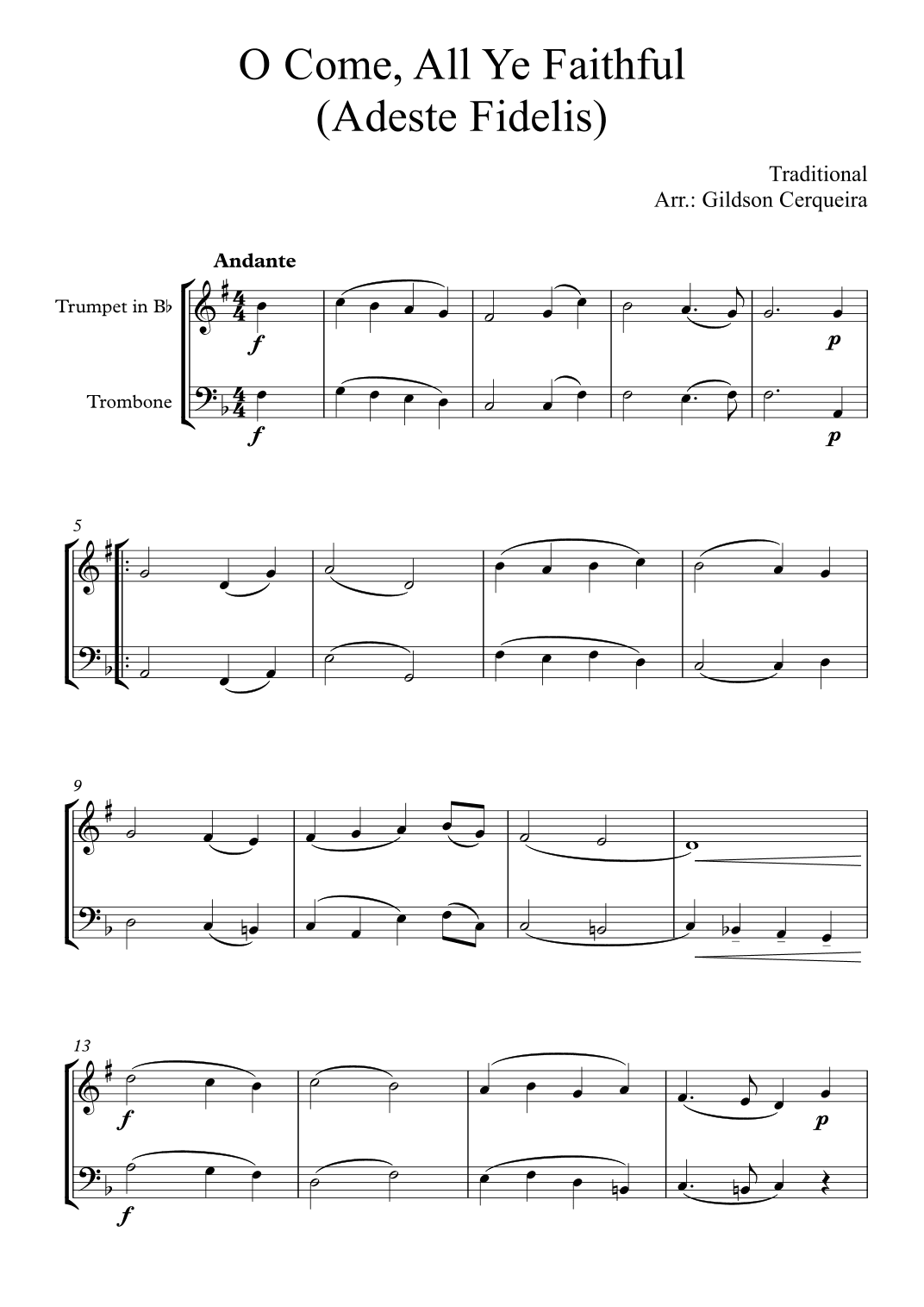 O Come, All Ye Faithful (Adeste Fidelis) (arr. Gildson Cerqueira)