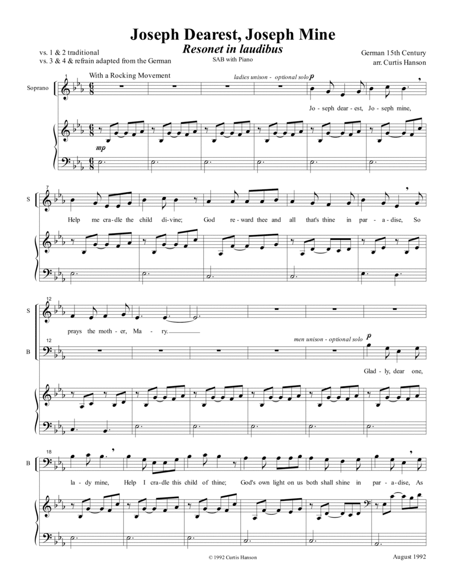 Joseph Dearest, Joseph Mine (SAB) (arr. Curtis Hanson)
