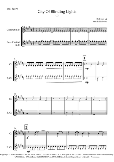 City Of Blinding Lights (arr. Fabio Britto)