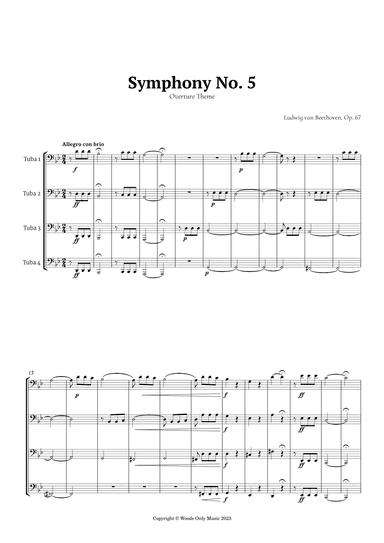 Symphony No. 5 by Beethoven for Tuba Quartet (arr. Langanho)