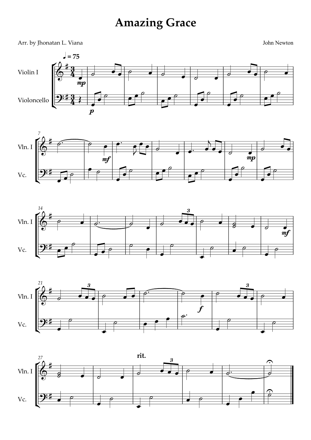 Amazing Grace (arr. Jhonatan Lucio Viana)