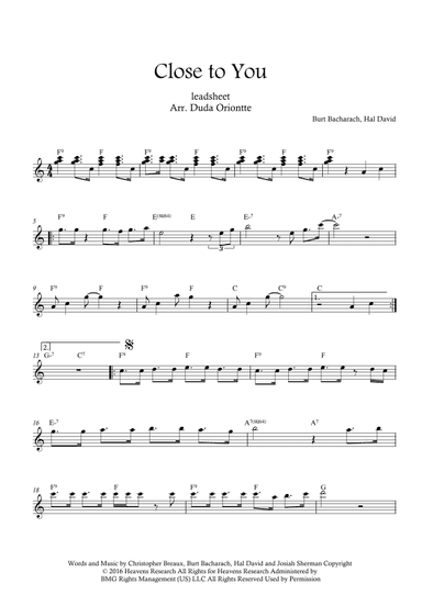 Close To You (arr. Duda Oriontte)