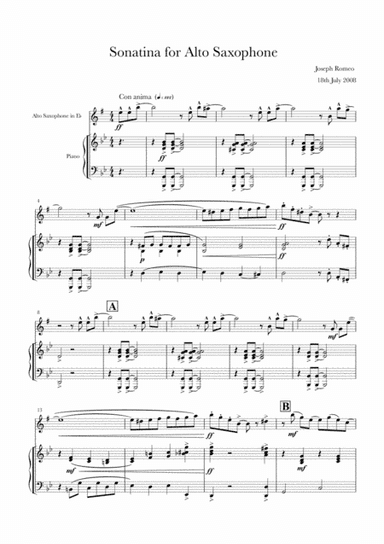 Sonatina for Alto Saxophone and Piano