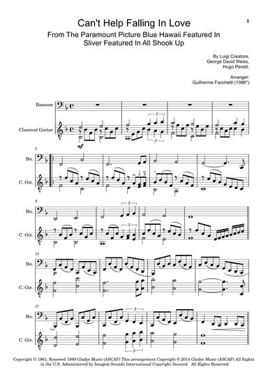 Can't Help Falling In Love (arr. Guilherme Facchetti)