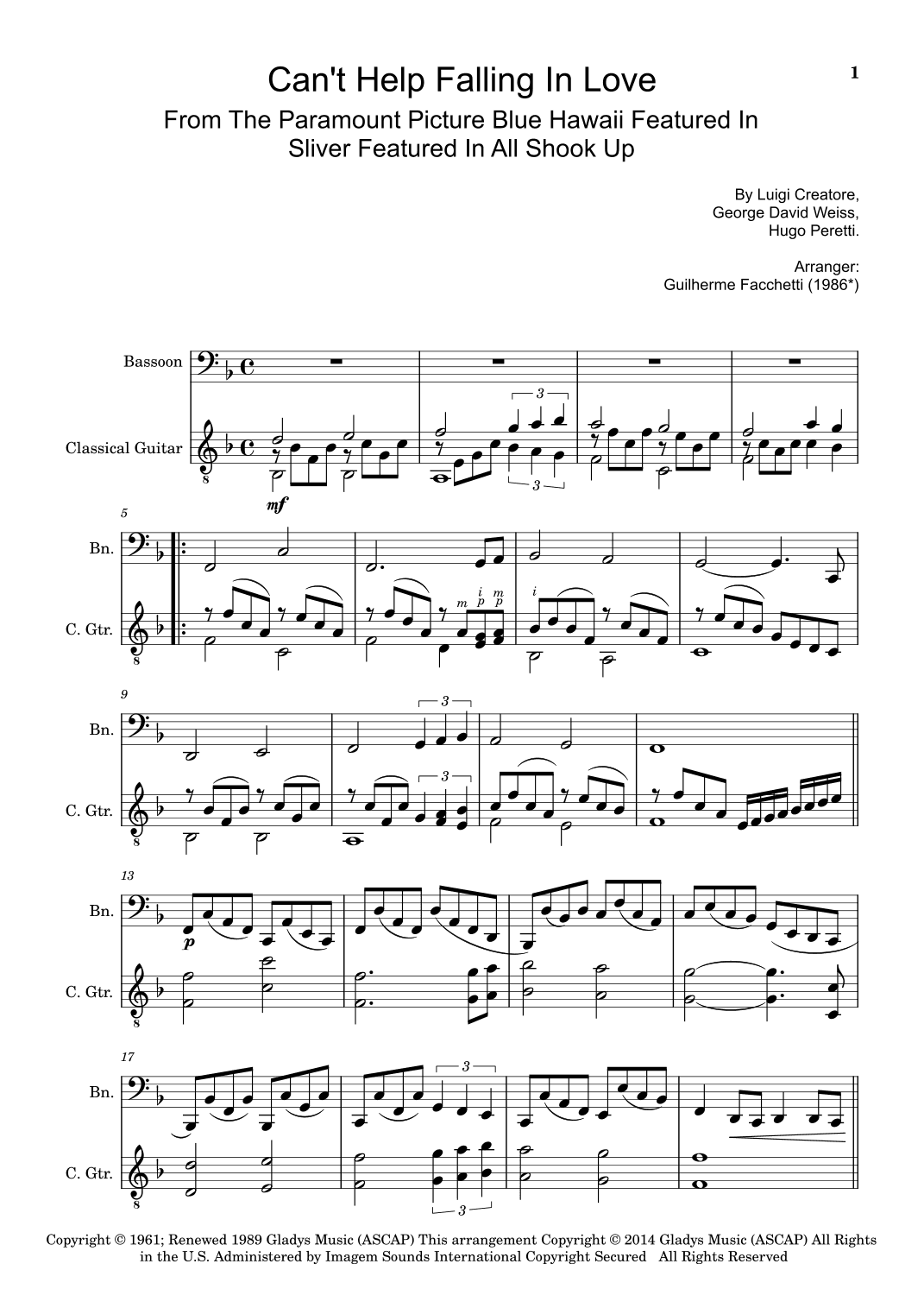 Can't Help Falling In Love (arr. Guilherme Facchetti)