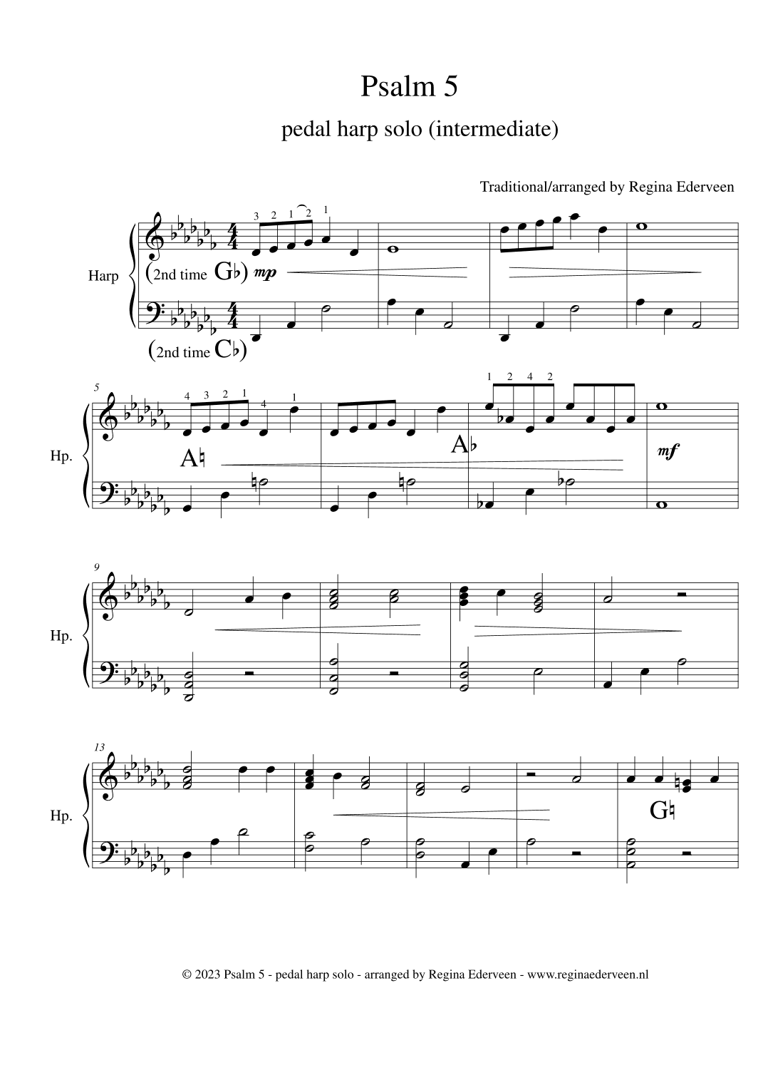 Psalm 5 pedal harp solo (intermediate)