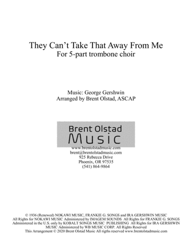 They Can't Take That Away From Me (arr. Brent Olstad, ASCAP)