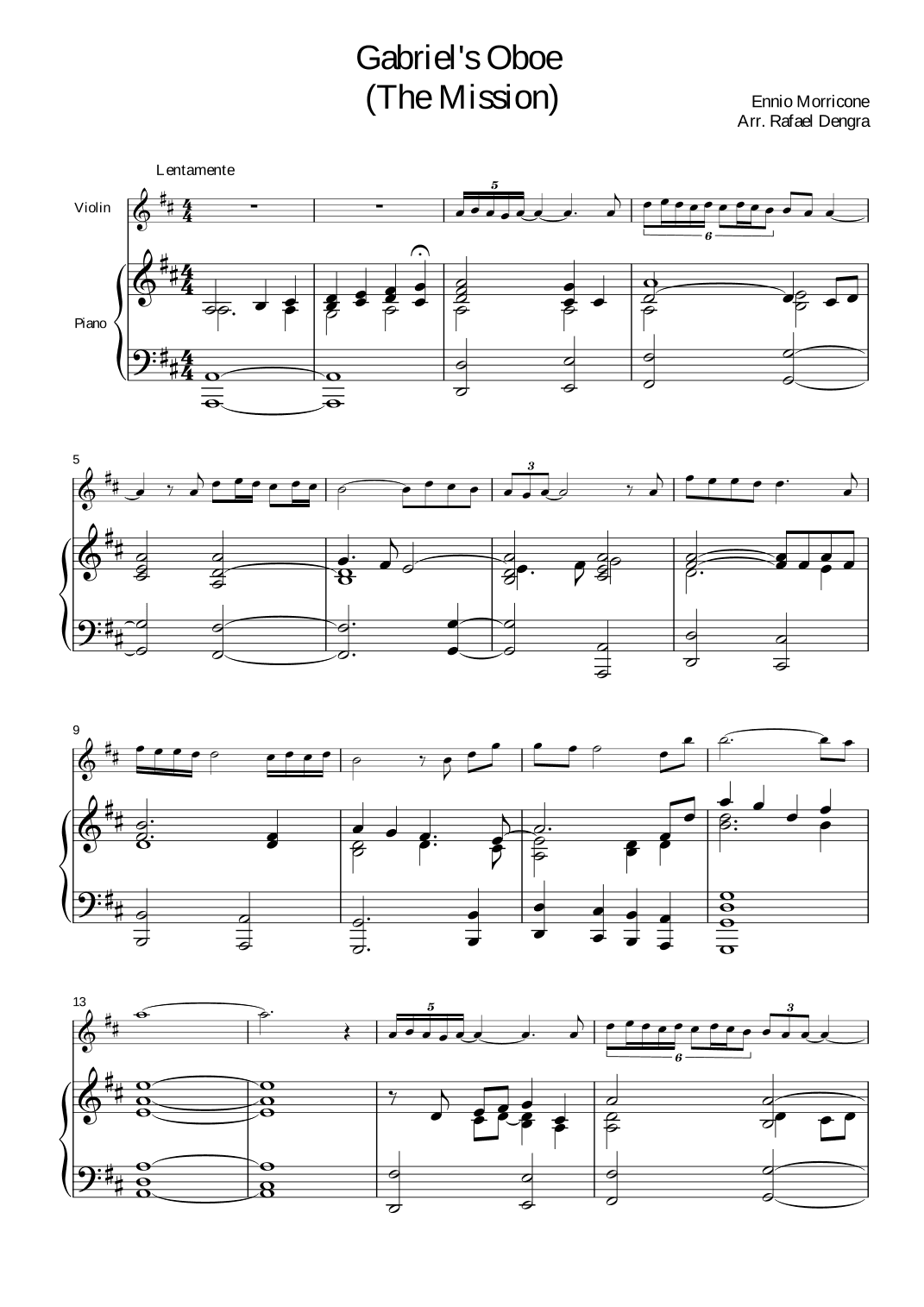 Gabriel's Oboe (arr. Rafael Dengra)