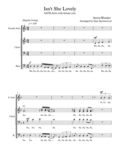 Isn't She Lovely (arr. Stan Spottswood)