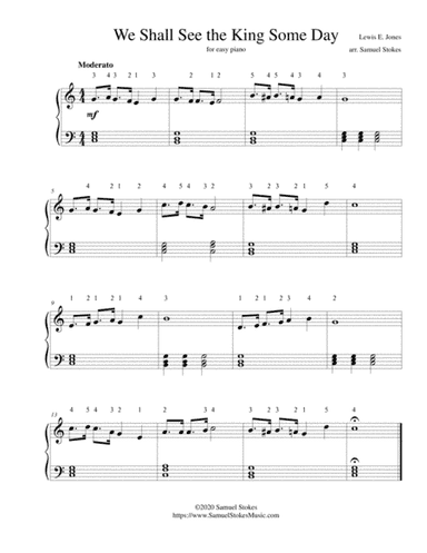 We Shall See the King Some Day - for easy piano (arr. Samuel Stokes)