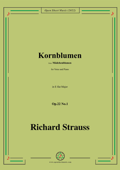 Richard Strauss-Kornblumen,Op.22 No.1,in E flat Major (arr. OSM Press)