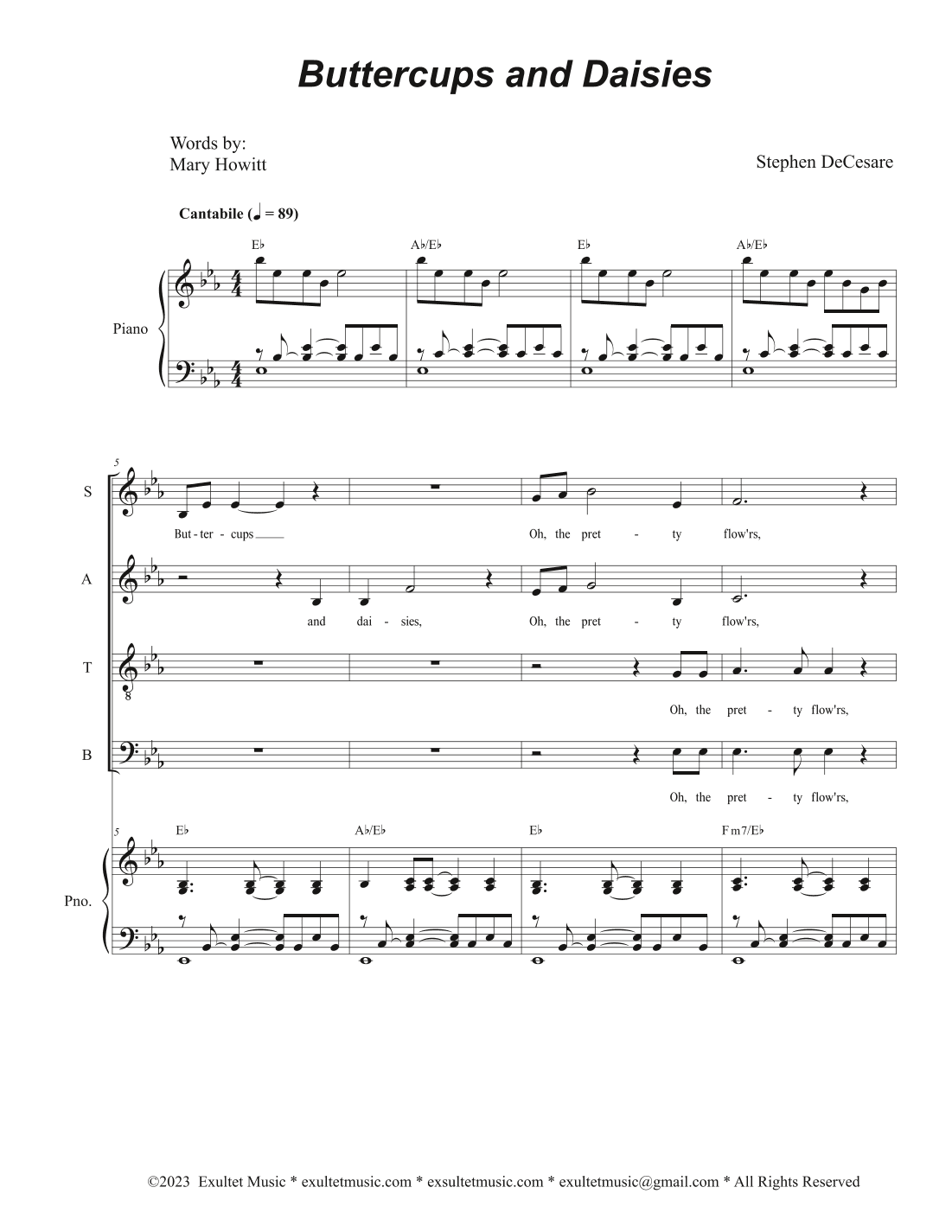 Buttercups And Daisies (Vocal Quartet - (SATB)
