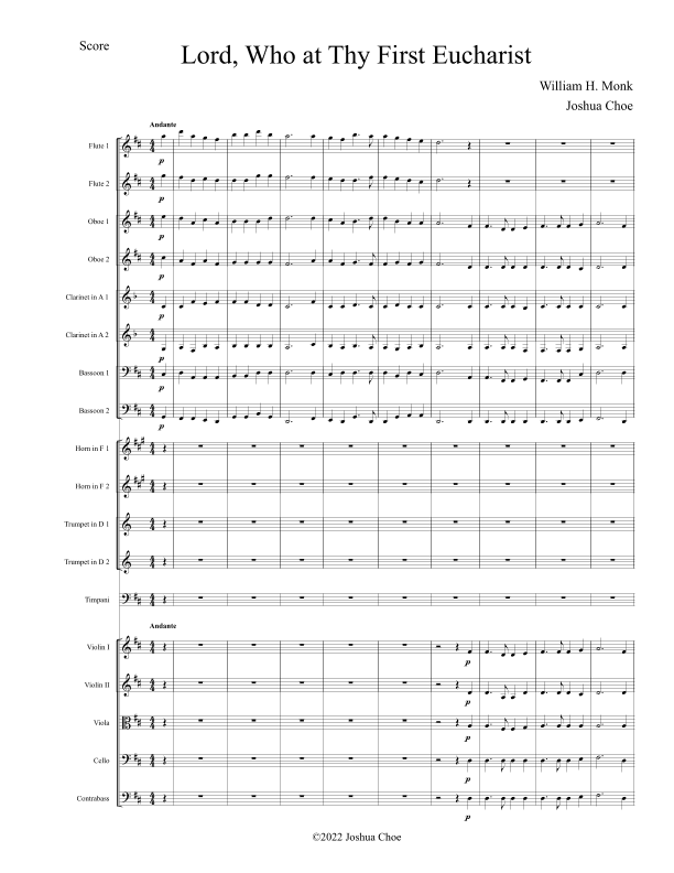 Lord, Who at Thy First Eucharist (alt. At That First Eucharist) (arr. Joshua Choe)
