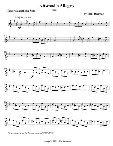 Attwood's Allegro-gigue-tenor saxophone solo