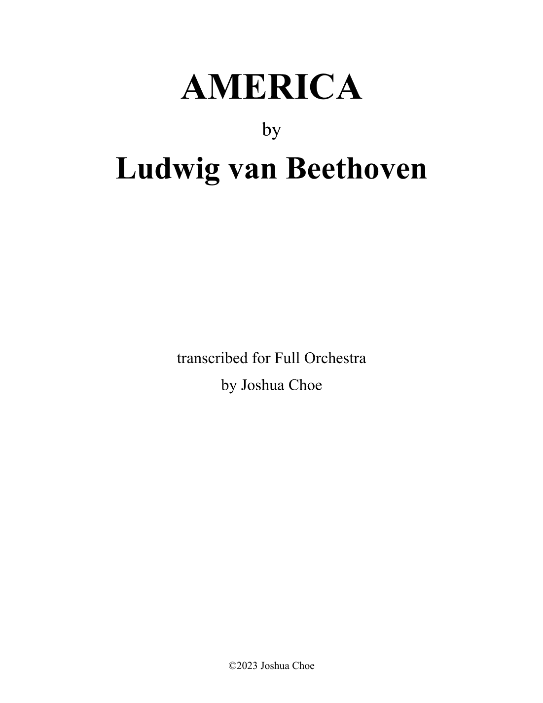 America (adapted from WoO 157, No. 1) (arr. Joshua Choe)