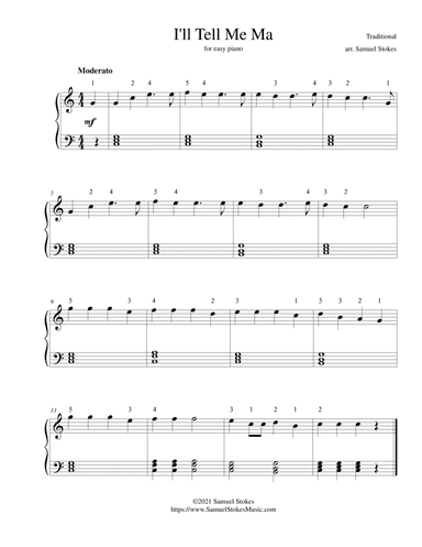 I'll Tell Me Ma - for easy piano (arr. Samuel Stokes)