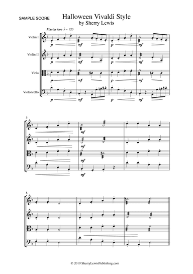 HALLOWEEN VIVALDI STYLE String Quartet, Intermediate Level for 2 violins, viola and cello