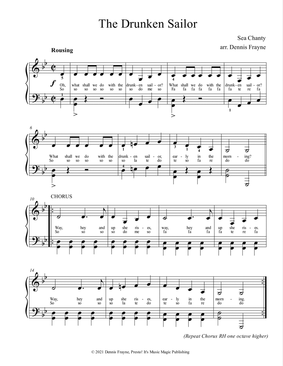 The Drunken Sailor (Sea Chanty) (arr. Dennis Frayne)