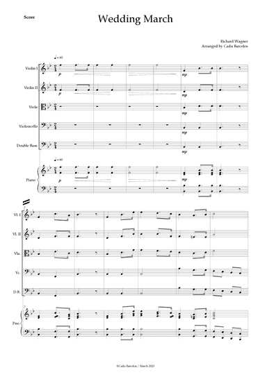 Wedding March (Wagner) Strings Quintet Piano (arr. Cadu Barcelos)