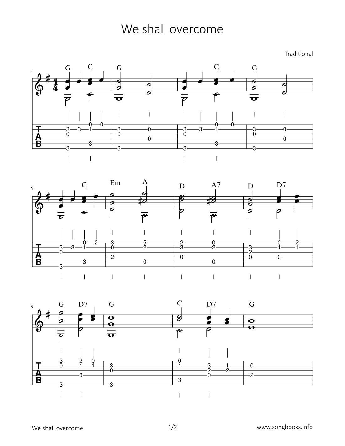 We shall overcome (arr. Bettina Schipp)