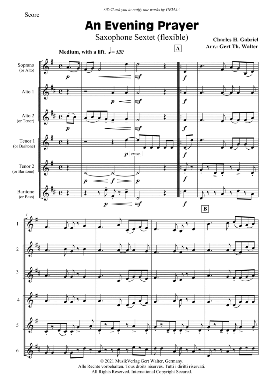 An Evening Prayer (arr. Gert Th. Walter)