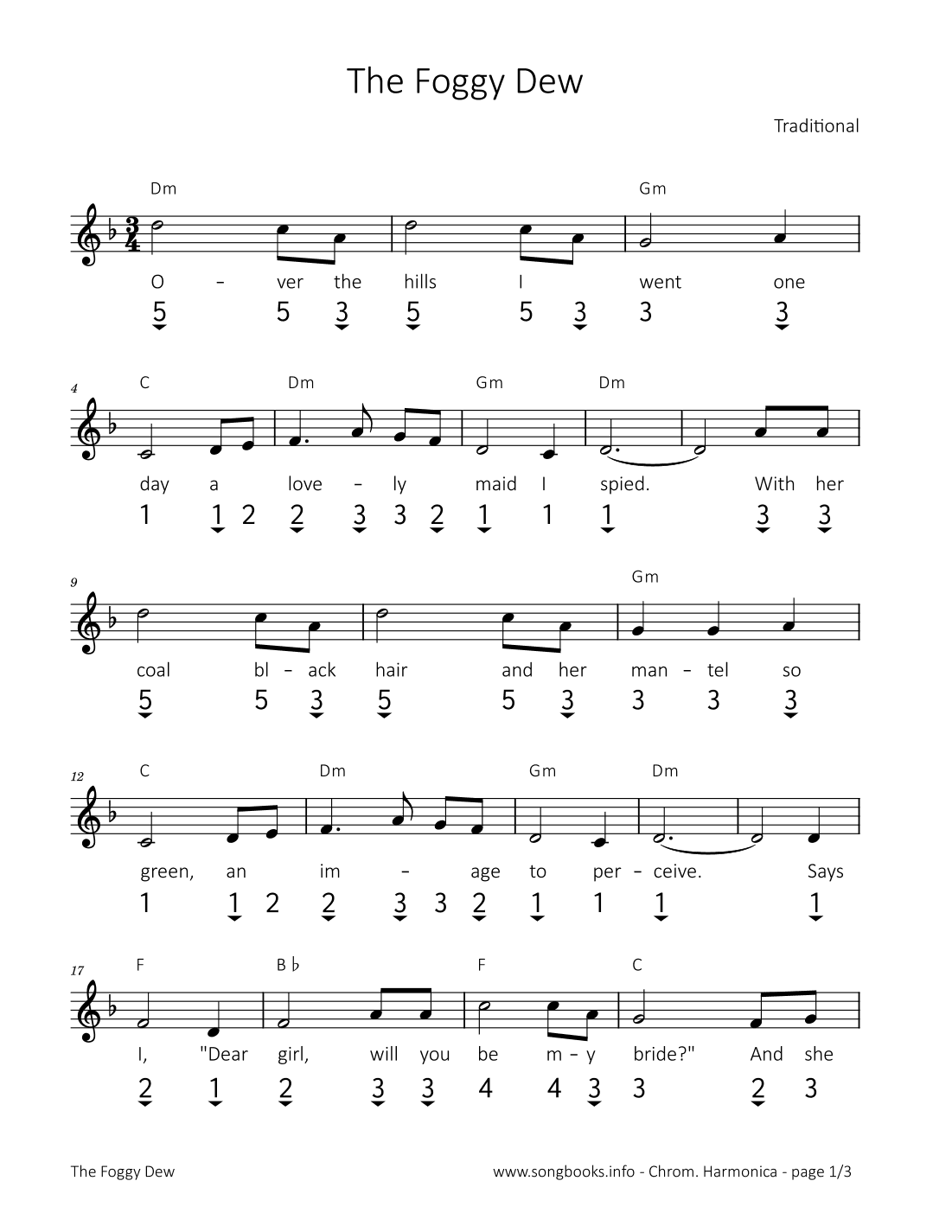 The Foggy Dew (arr. songbooks.info)