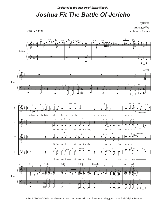Joshua Fit The Battle Of Jericho (Vocal Quartet - (SATB) (arr. Stephen DeCesare)
